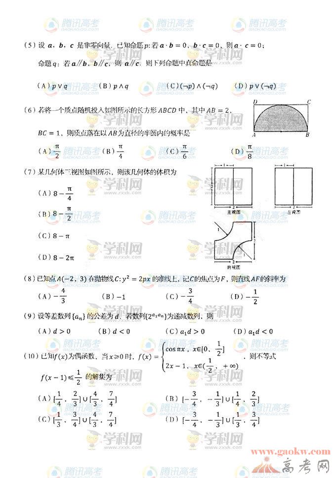 2014辽宁高考文科数学试题及答案2