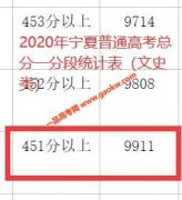 2020年宁夏高考二本上线考生有多少 文科451以上9911人 理科368以