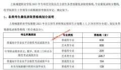 上海城建职业学院2021年专科层次依法自主招生各专业最低录取分数